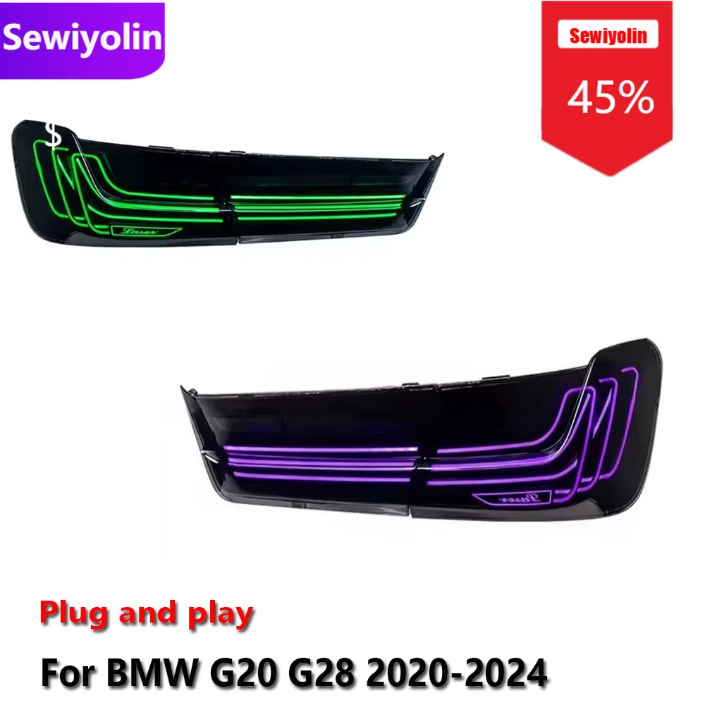 

Автомобильный DRL светодиодный RGB задний фонарь в сборе для BMW G20 G28 2020-2024 Авто противотуманный DRL тормозной указатель поворота Plug and Play