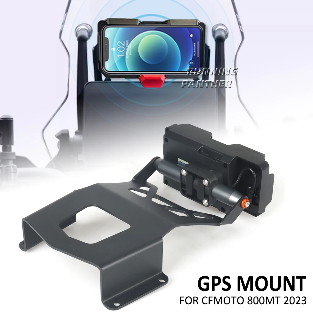 

New Motorcycle 22mm Crossbar GPS Phone Holder USB Wireless Charger Navigation Bracket Support Mount FOR CFMOTO 800MT 800 MT 2023