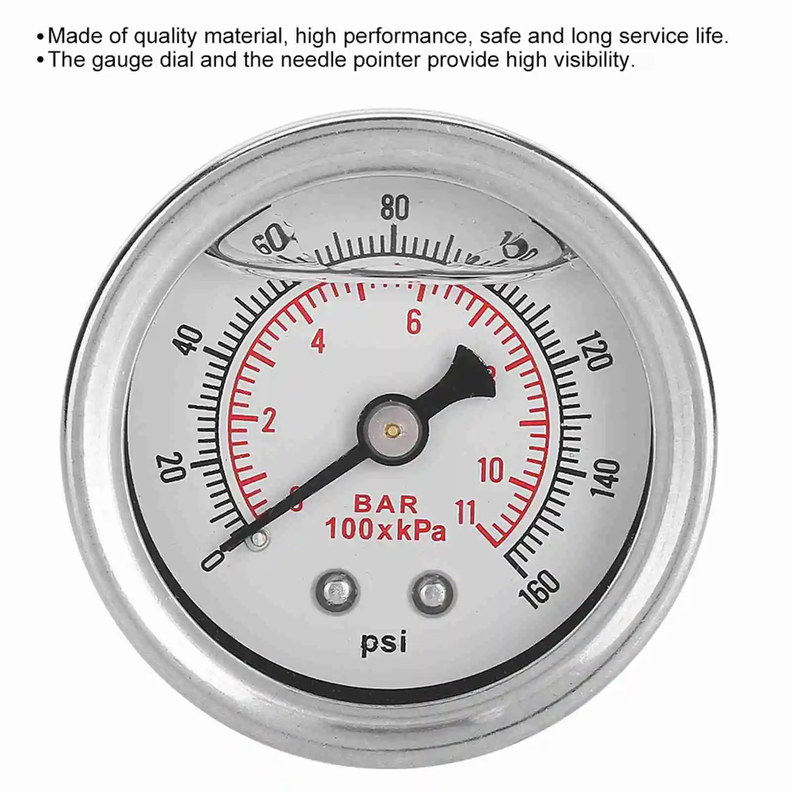 Liquid-Filled Fuel Pressure Gauge Regulator 0-160PSI/bar Car Truck Diesel Engine Turbo Performance Tuning Diagnostic Tool