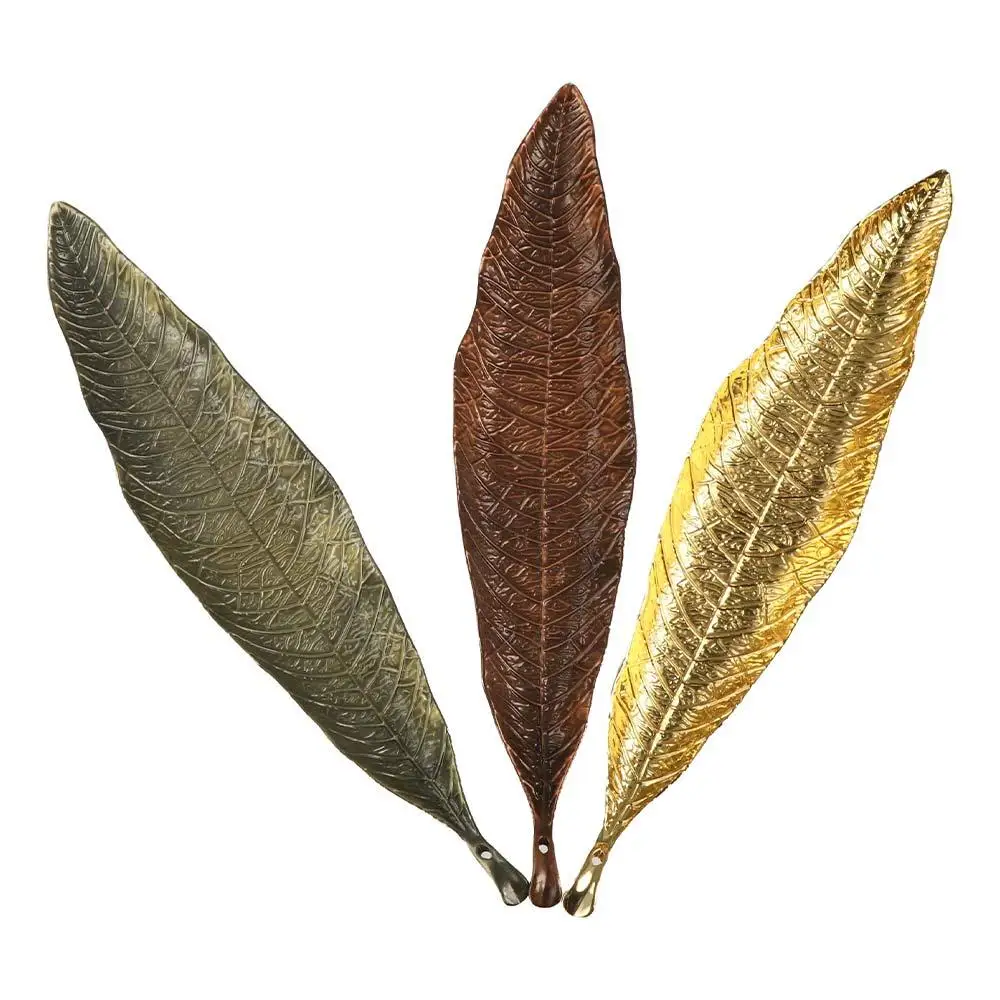 Creative Handmade Leaf Incense Tray Antique Zinc Alloy Incense Holder Leaf Design Vertical Incense Rack Zen