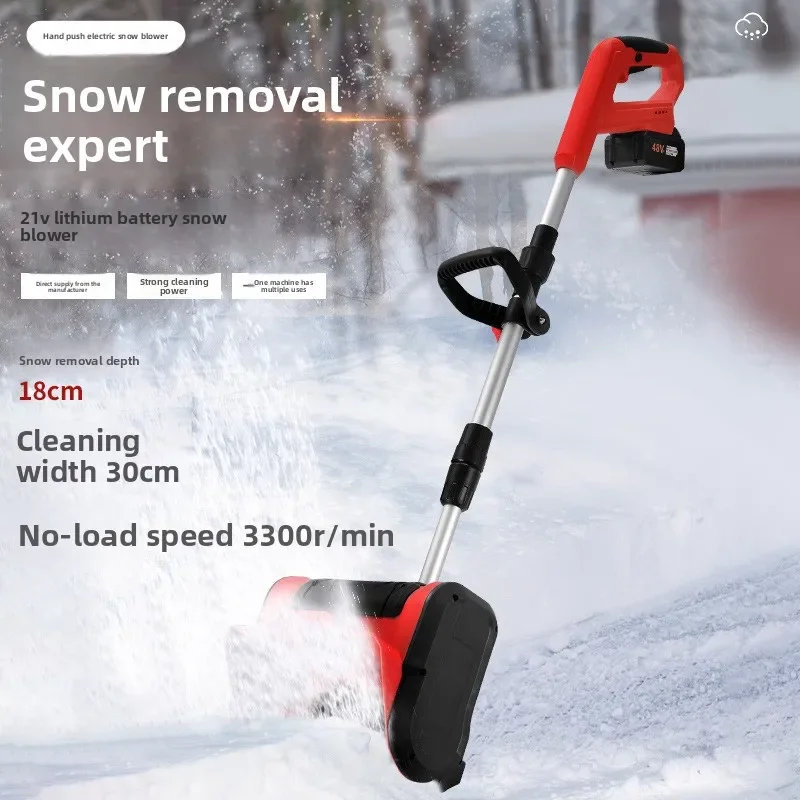Multifunctional Cordless Lithium‑Battery Hand‑Push Electric Snow Thrower, Compact Snow Plow Shovel For Road Snow Clearing