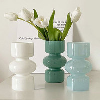 1pc Vintage Glass Flower Vase Desktop Ornaments Nordic Style Transparent Hydroponics Plant Vases for Wedding Party Home Decor