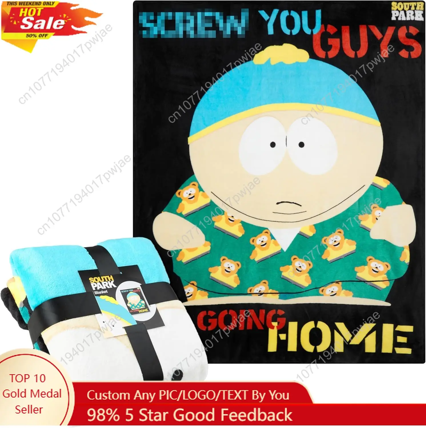 

South Park Throw Blanket for Couch Soft Cozy Fleece Blankets Eric Kenny Cartman Bedroom Custom blankets
