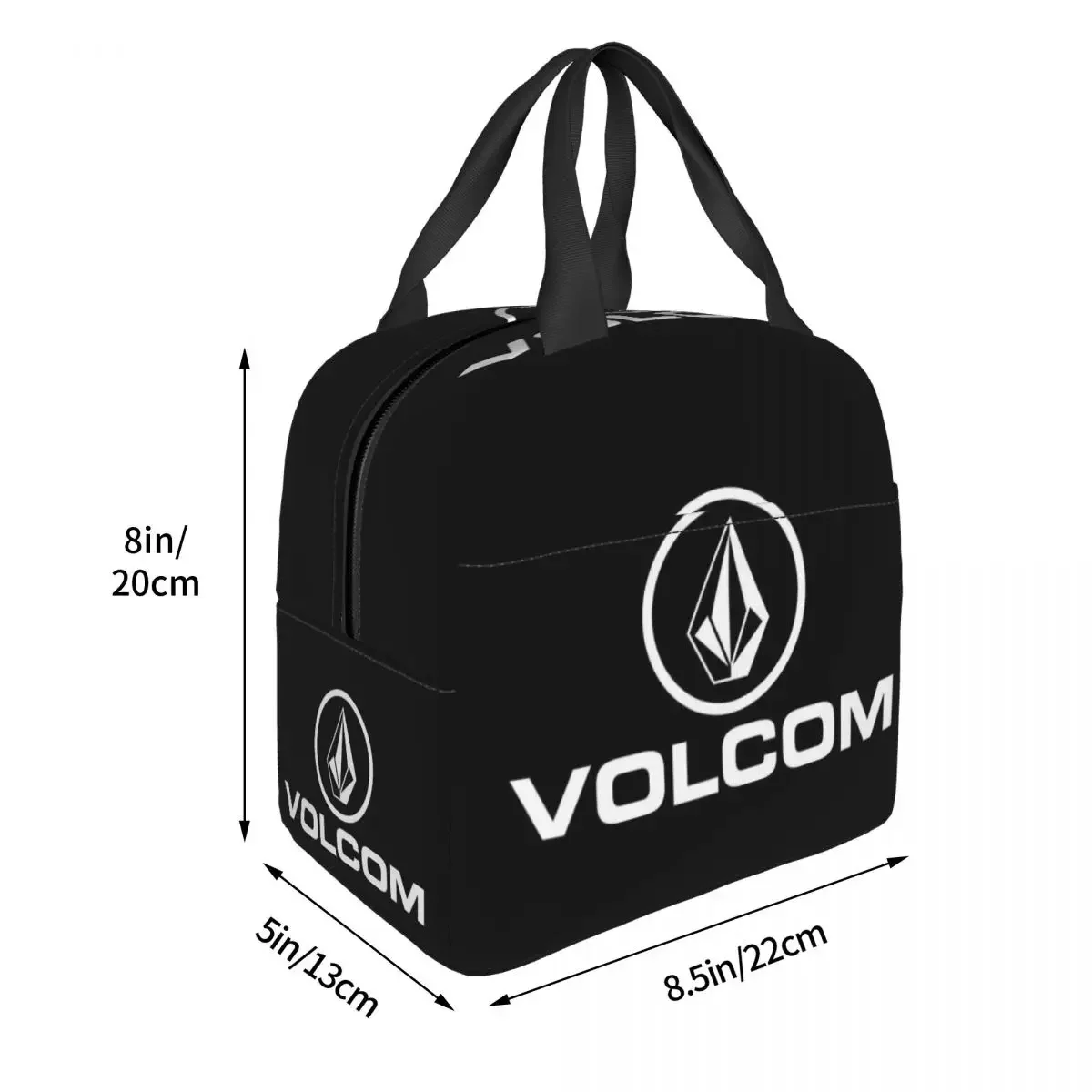 Best Simple Text Volcom White Circle Logo Lunch Bags Insulated Bento Box Portable Lunch Tote Cooler Thermal Bag for Woman Girl