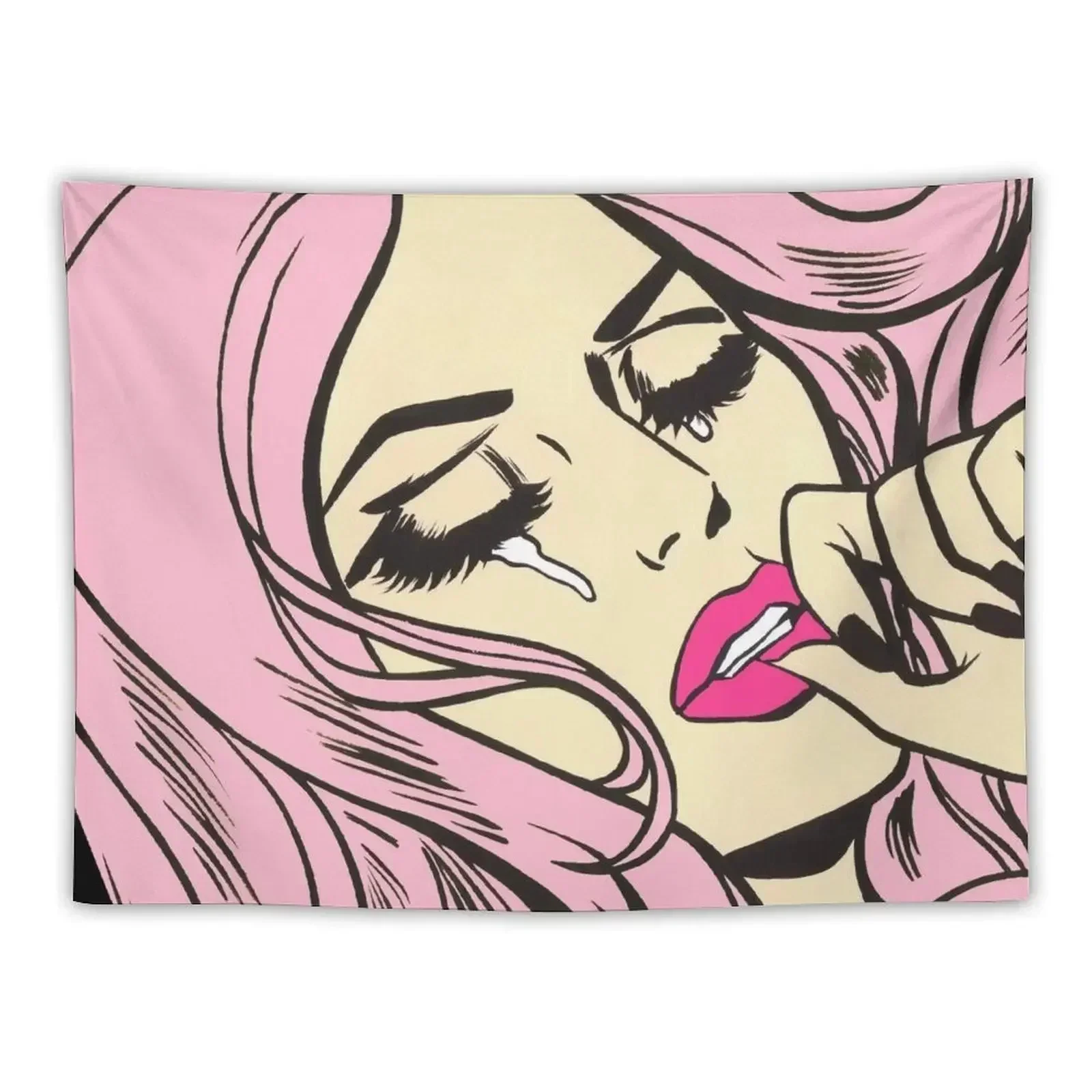 

Pastel Pink Sad Girl Tapestry Decorative Wall Mural Bedrooms Decor Room Design Tapestry