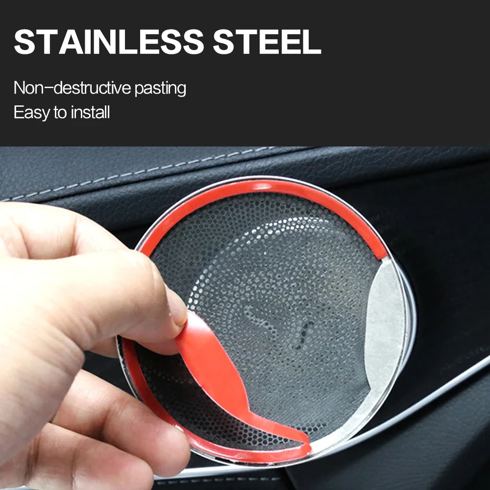 4PCS For Mercedes Benz W213 W205 X253 E C GLC Class Car Door Audio Cover Speaker Decor Loudspeaker Trim Interior Accessories