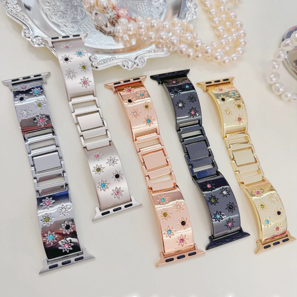 Starburst tali jam tangan For Apple, 38mm 40mm 41mm 44mm 42/45/49mm dopamin pasangan gelang iWatch seri 9 8 7 6 5 4 3 SE Ultra 2