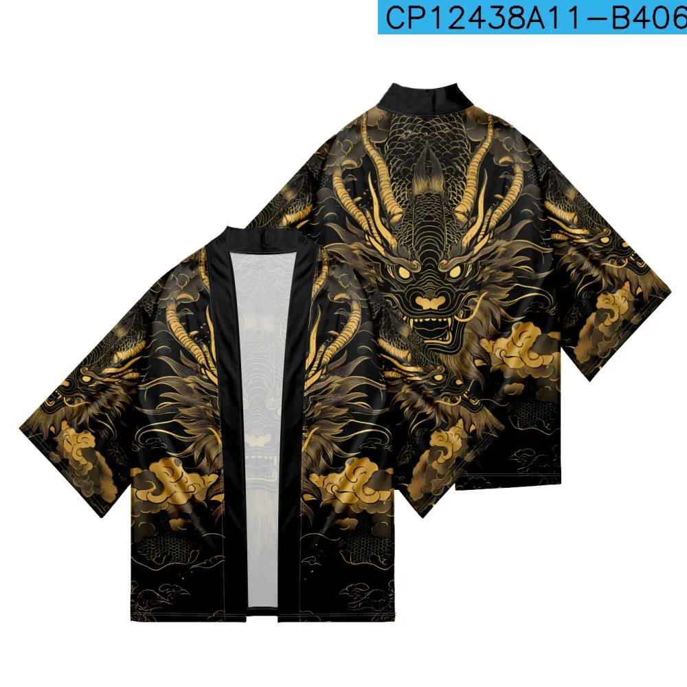 Traditional Chinese Dragon Printed Kimonos Cardigan Robe Men Summer Women Yukata Haori Casual Cosplay Anime Clothing