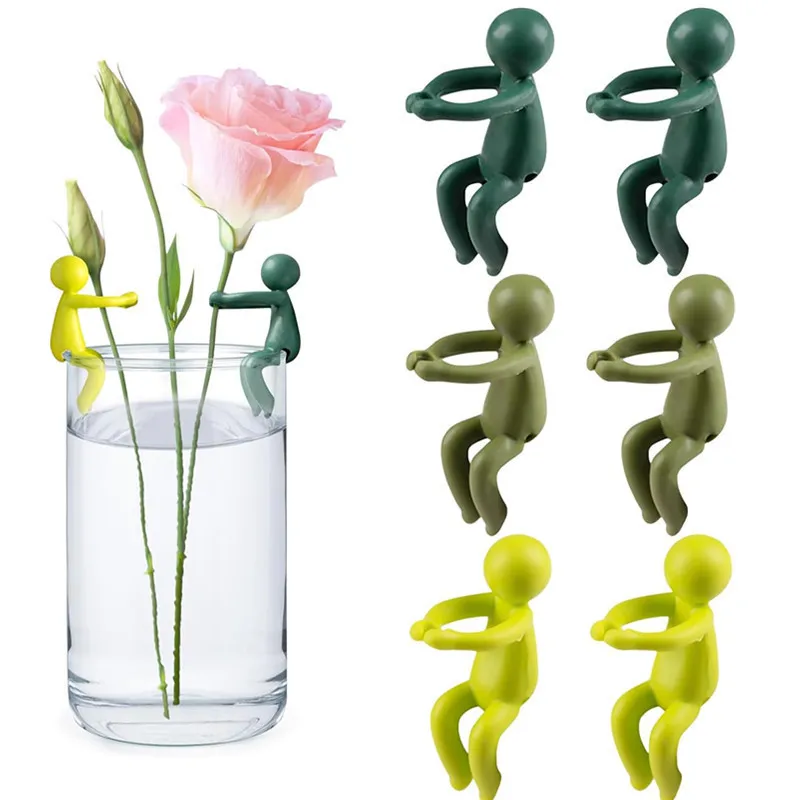 6PCS Plant Cultivation Companion Support Green Plant Flower Support Anti-fall Desktop Hydroponic Decoration Little Figure Shape