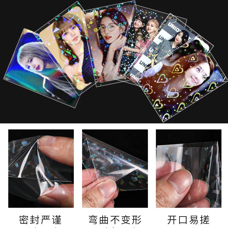 50Pcs 61x88mm Laser Korea Card Sleeves Photcards Clear Protector Kpop Shield Board Games Tarot Cards Photocard Protector Film