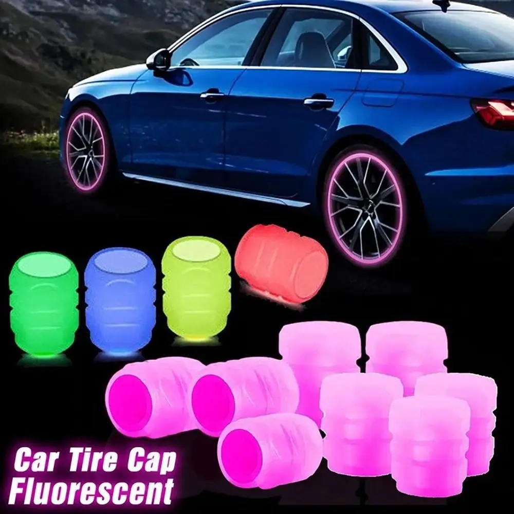 

4Pcs Luminous Valve Caps Fluorescent Green Blue Night Glowing Car Motorcycle Bicycle Wheel Styling Tyre Hub Universal Cap Decor