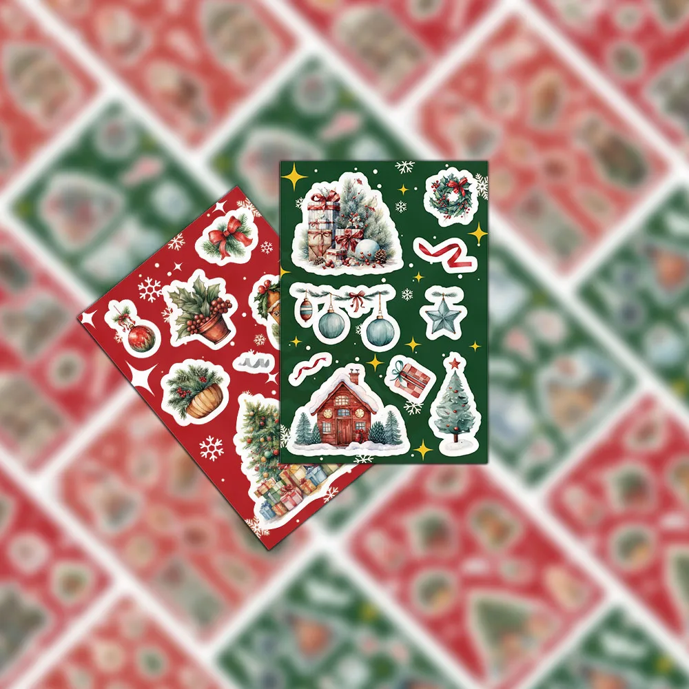 Impermeável Natal série adesivos, presente, bagagem, laptop, 8 pcs