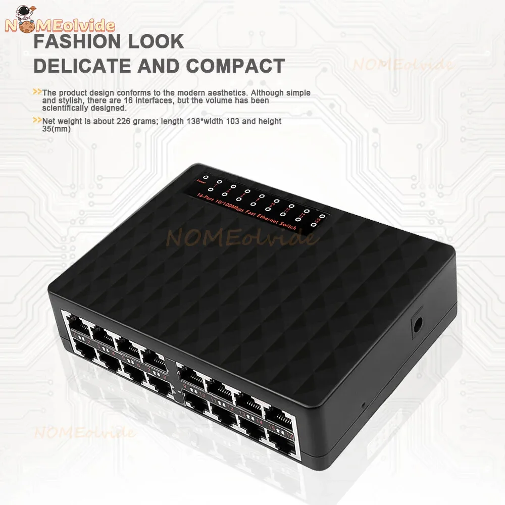 16 Port 10/100Mbps Network Switch Fast Ethernet Smart Switcher High Performance RJ45 Hub Internet