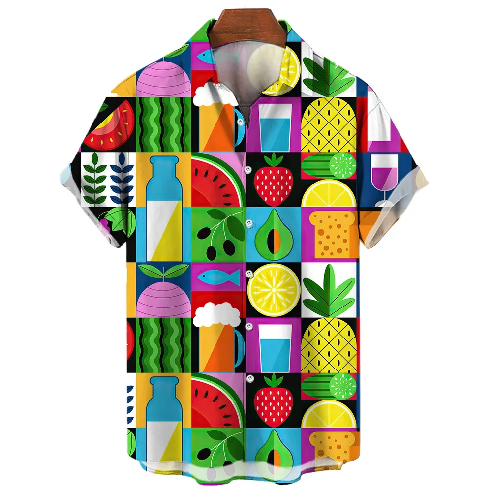 

Hawaiian Beach Shirt Men 3D Fruit Print Shirts Summer Men's Clothing Coconut Pattern Short Sleeve Top Casual Streetwear