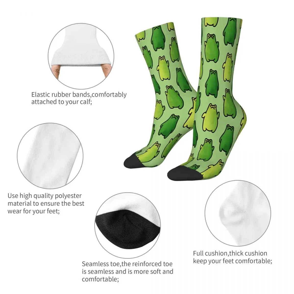 Trio Doodle Frog Socks Male Mens Women Autumn Stockings Polyester