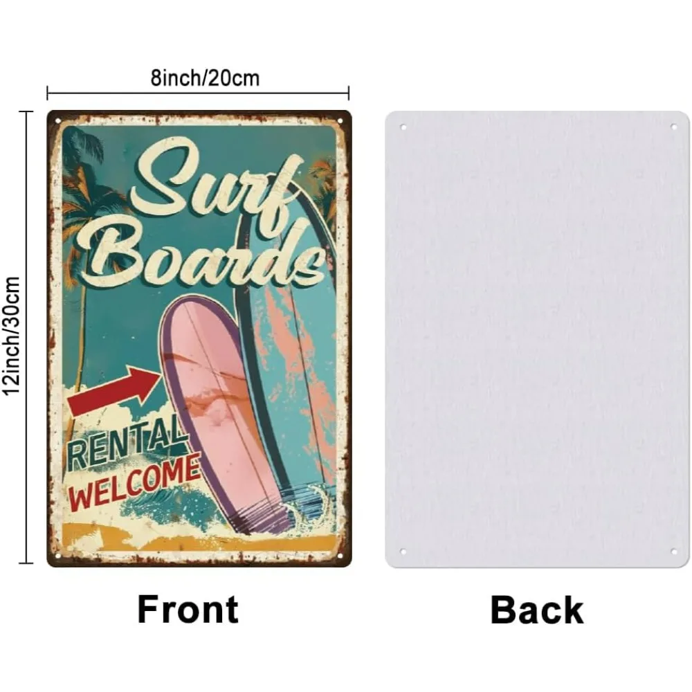 Surfboard Tin Signs Hanging Metal Posters Vintage Metal Tin Signs Surfboard Posters Iron Wall Art Tin Sign Home Wall Decoration