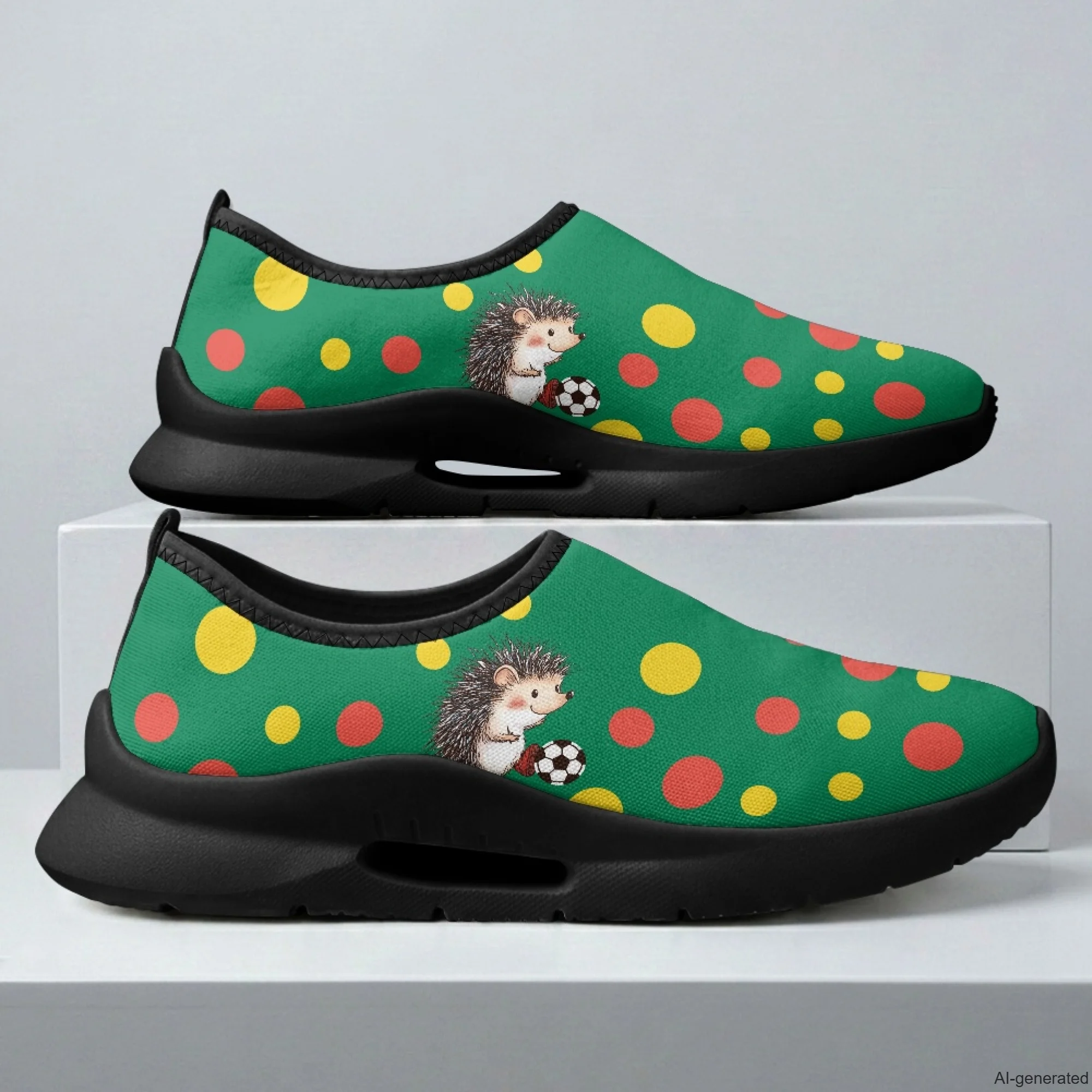 XIXIRIMIDO Mens Casual Shoes Slip On Walking Sneakers Women Gym Workout Shoes Hedgehog Print Breathable Mesh Shoes 35-48