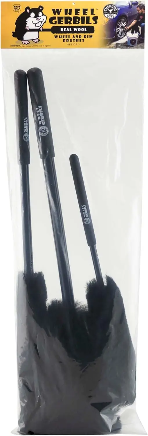 

3-Pack Extended Reach Wheel & Rim Brushes for Safe Cleaning, Fits Tight Spaces