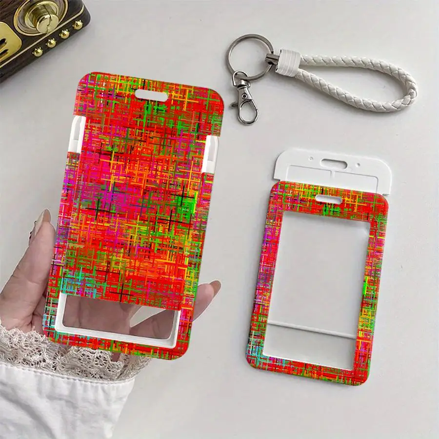 Abstract Geometric Cover Case 1Pc Card Holder Retractable Credit Card Holders Holders Child Bus with lanyard Bank ID Badge