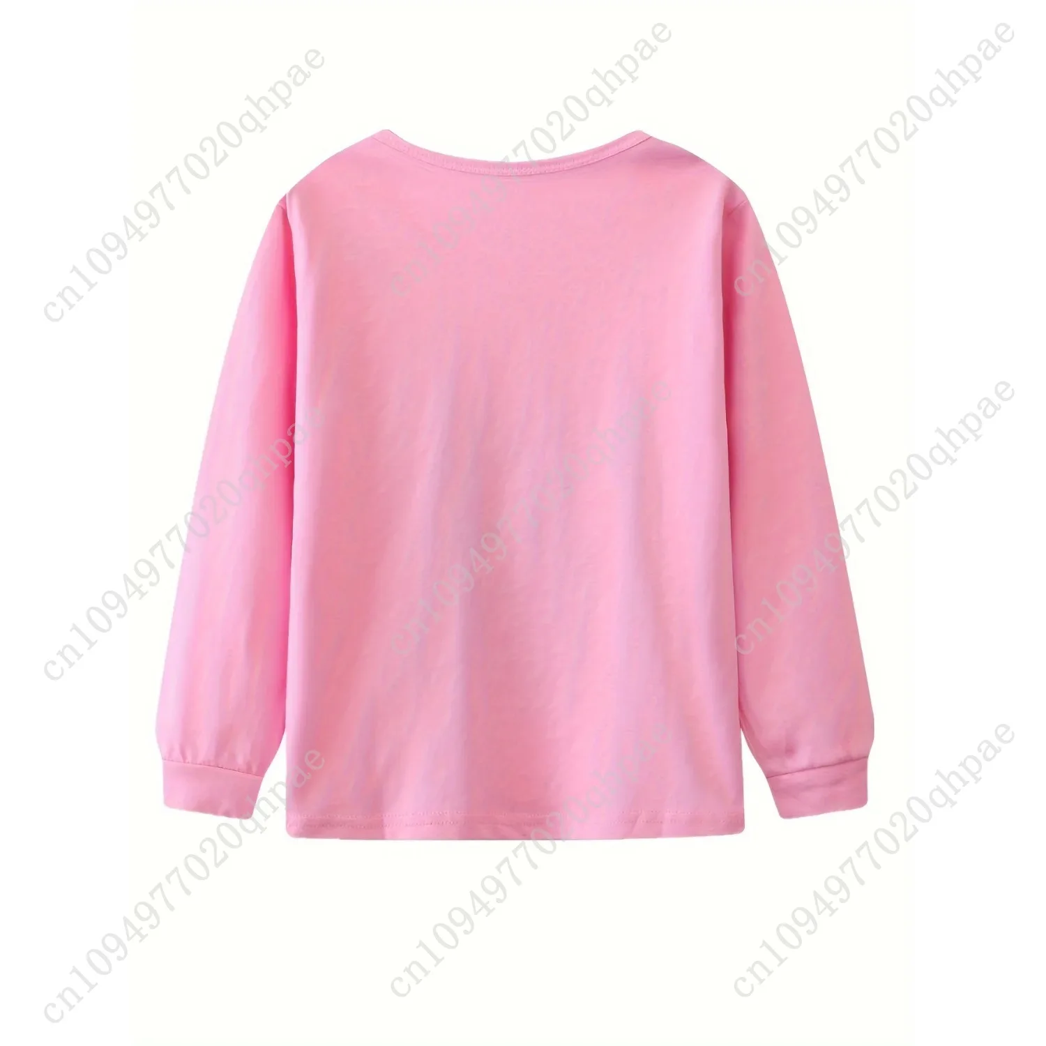 Set pigiama in cotone da 2 pezzi per bambina, modello per ragazze dei cartoni animati, girocollo, top a maniche lunghe e pantaloni con stampa completa, set pigiama casual F