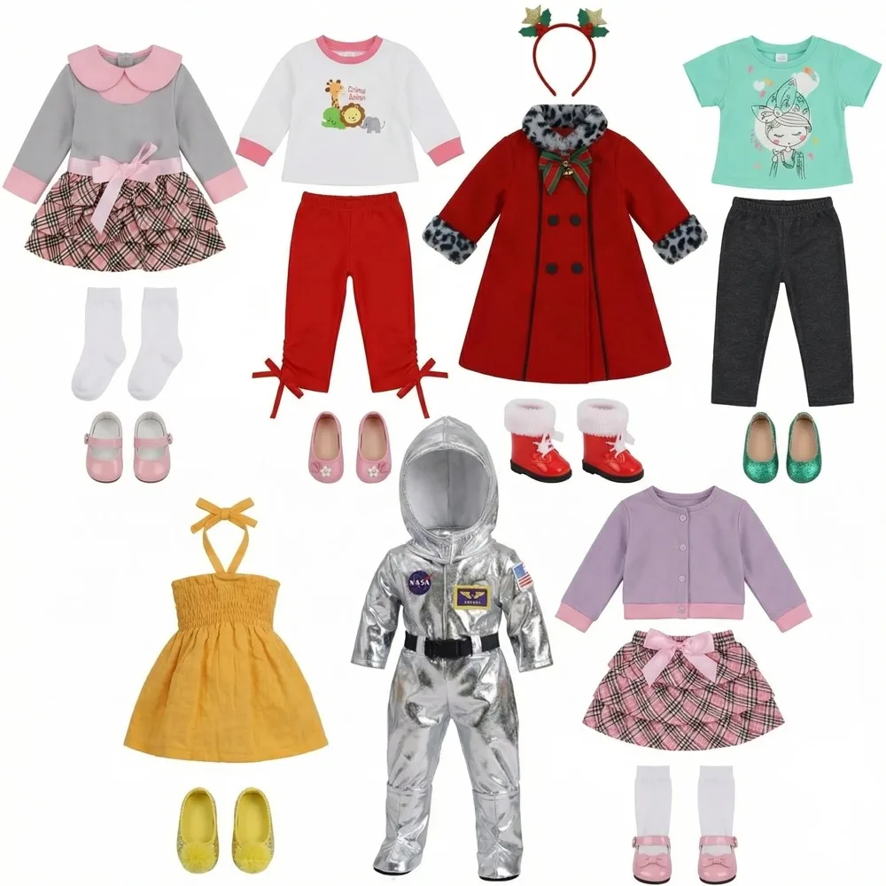 New Style Suitable For 18 Inch Dolls, 43cm Reborn Doll Clothes Set, Sweet Dress, Casual Set, Temperament Coat, Children's Gift