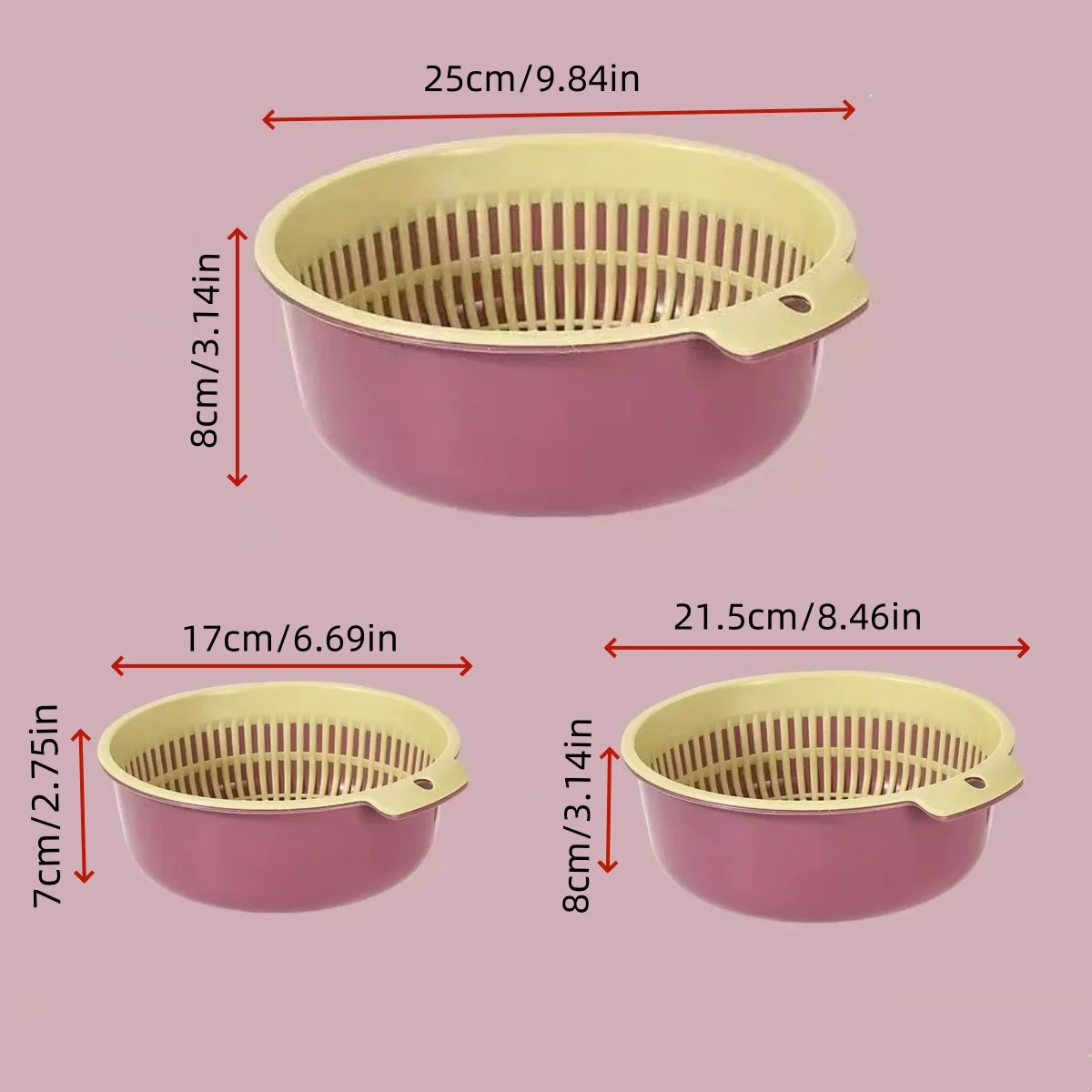6-Piece Set/Kitchen Double-Layer Draining Basket, Vegetable Washing Basin, Filter Net, Multifunctional Storage Basket