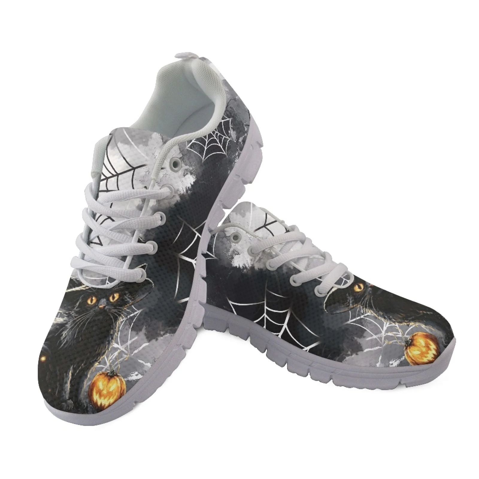 Coloranimal Black Cat Pumpkin Casual Walking Shoes, Running Walking Shoes Sports Tennis Shoes for Mens Womens