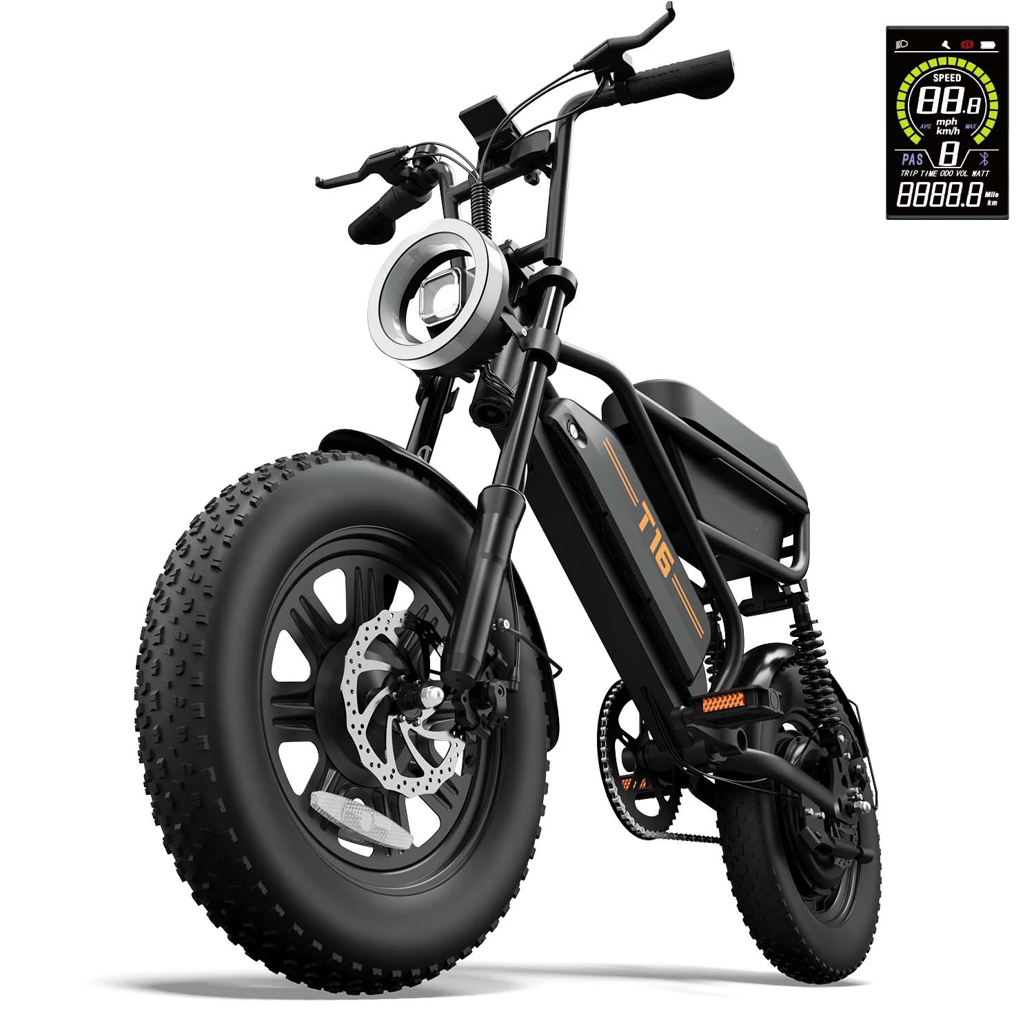 URLIFE T16 Elektrofahrrad für Erwachsene, Urbanes Pendler-E-Bike, 48V13AH Akku, 16*3 Zoll Fat Tire Elektrofahrrad