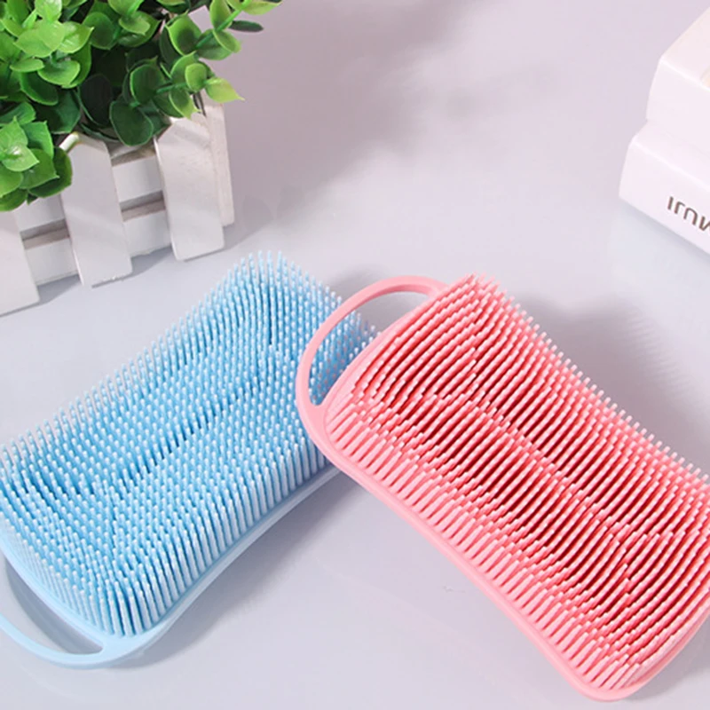 2 In 1 Silicone Shower Brush Scrubber Soft Silicone Scalp Massager Shampoo Brush Double-Sided Body Brush Foam Skin Clean Tool