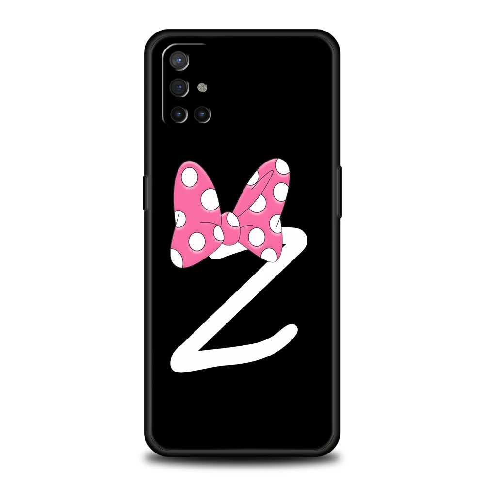 Cartoon Bow Letter Luxury Phone Case For Oneplus Nord N100 N200 N10 10 7 8 9 7T 8T 9R 9RT 10R CE 2 Z Pro 5G Silicone Cover Coque