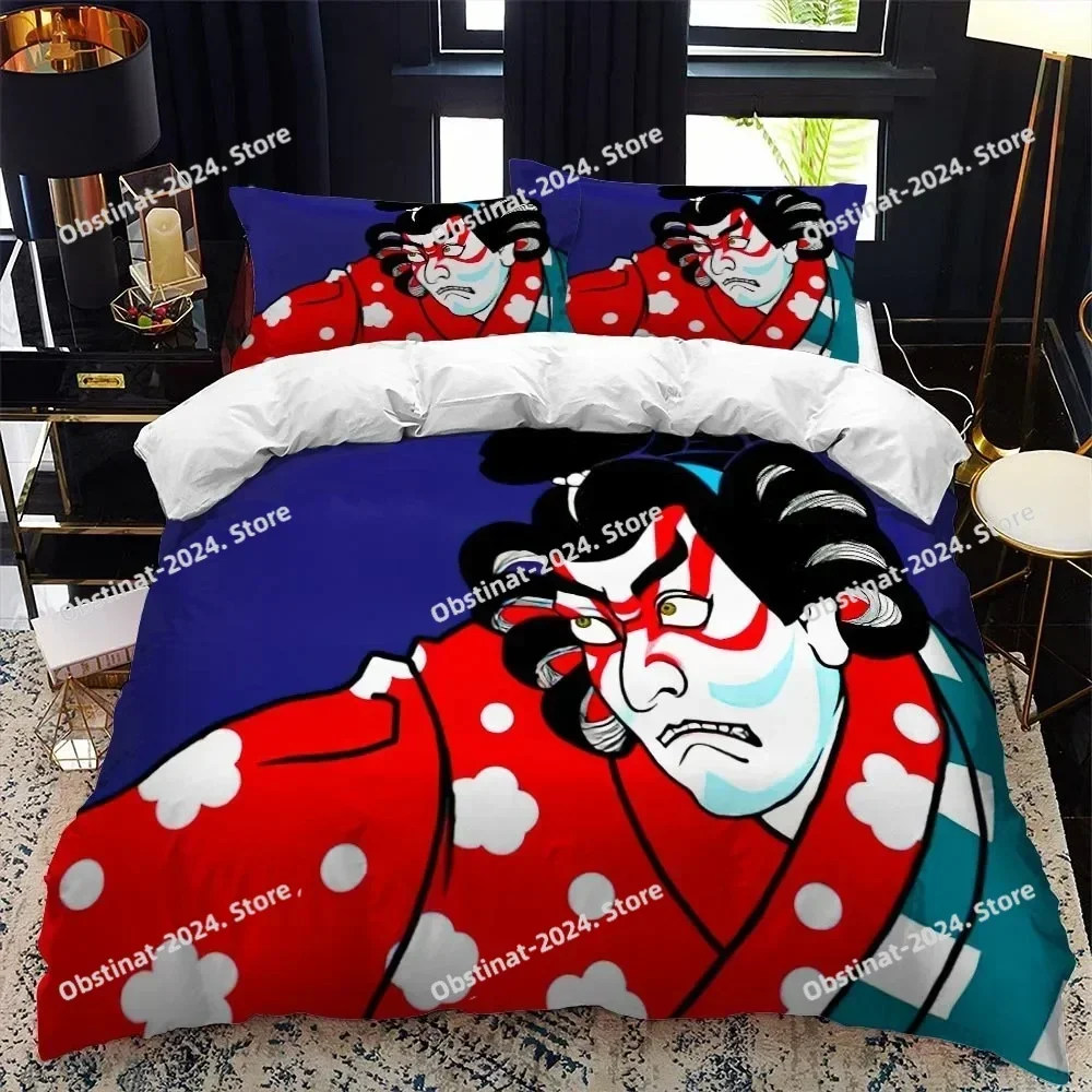 Japanese-Style Duvet Cover Set King Queen Full Size Ukiyo-e Theme Wave Pattern Polyester Bedding Set Fuji Mountain Exotic Style