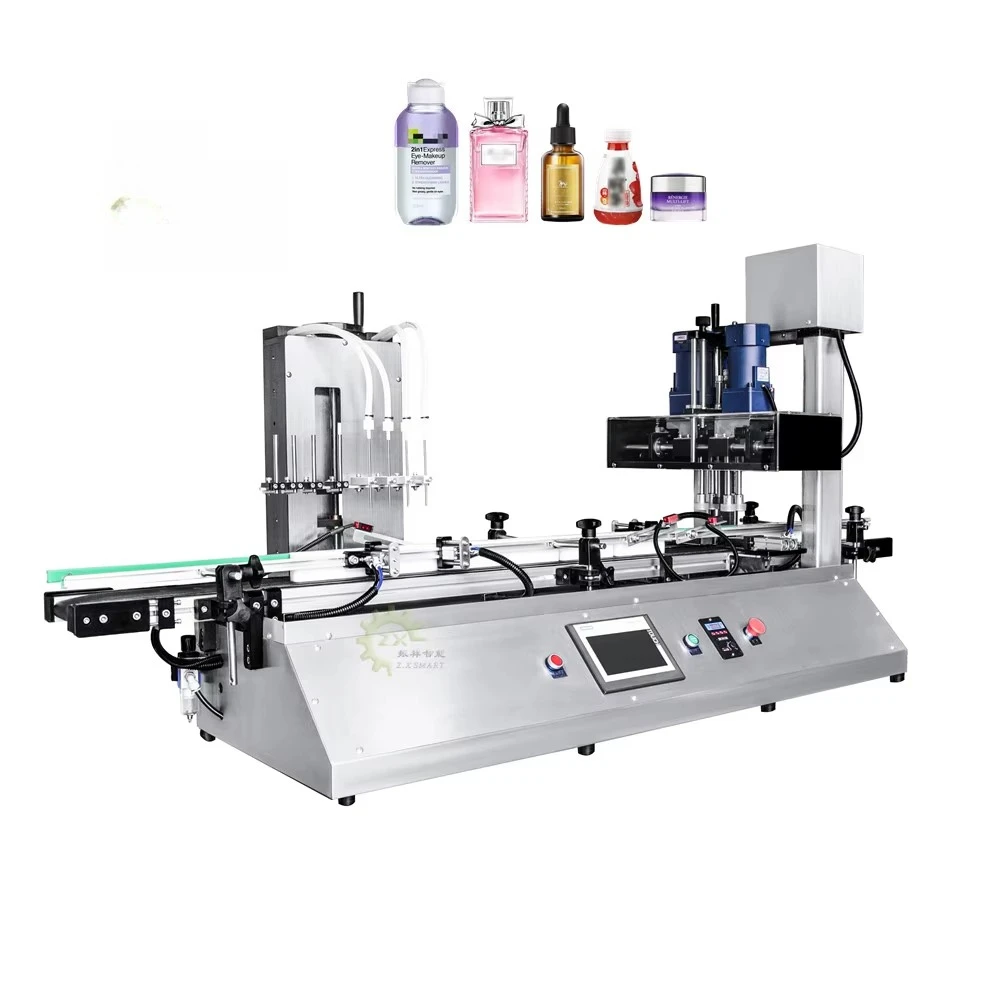 ZXSMART Automatic Table Top Perfume Small Bottle Filling Machine Cosmetic Cream Jar Liquid Filling Capping And Labeling Machine
