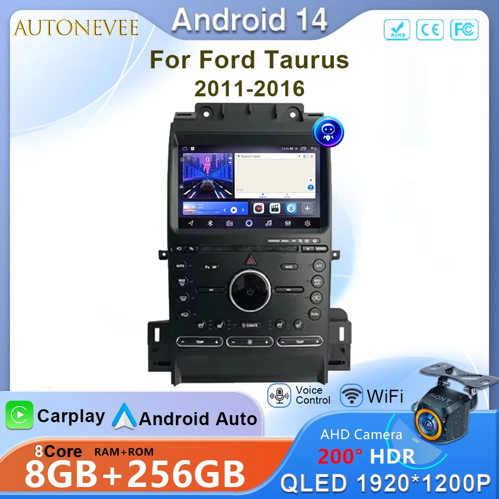 

For Ford Taurus 2011-2016 Android 14 Car Radio Multimedia Video Player Navigation GPS Track Head Unit Stereo No 2Din 2 Din WiFi