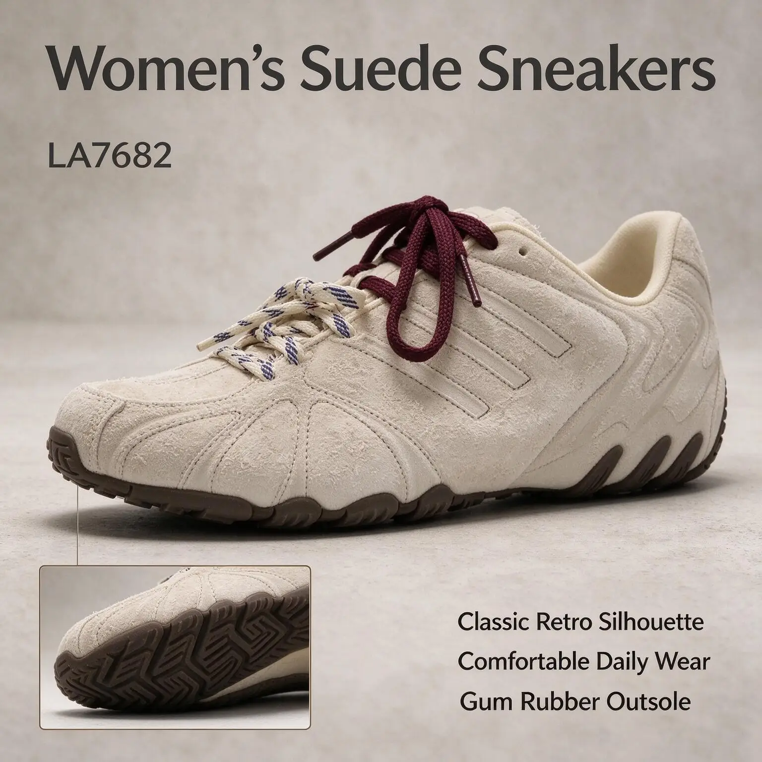 Hot adidas Originals Women's Retro Casual Shoes LA7682 Beige Suede Upper Classic Lifestyle Sneakers Durable Rubber Outsole