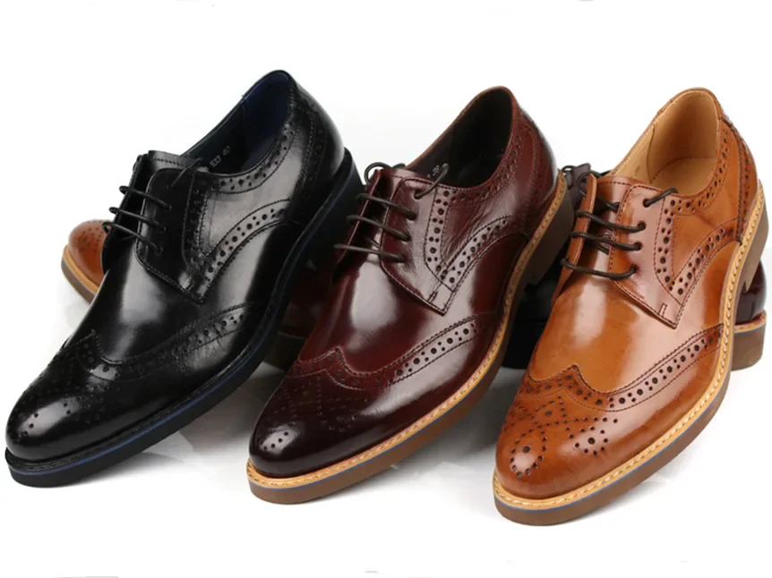 

Fashion Tan / Black / Brown Dress Shoes Mens Business Shoes Genuine Leather Oxford Social Shoes Boys Prom Shoes