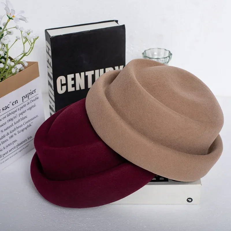 Chapeau Fedora en laine australienne pour femme, bérets français élégants, mode vintage, designer pour femme, 2024, 100