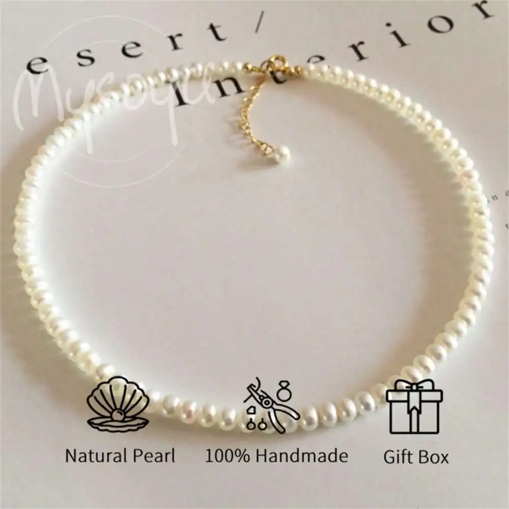 

MYSOYA ожерелье из белого пресноводного жемчуга 5-6 мм жемчуг подарочная коробка подарок для нее свадебные украшения подарок на Рождество, Новый год, день рождения