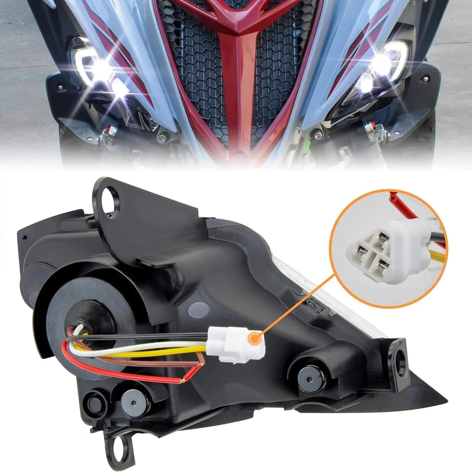 1 Pair LED Projector Headlights with DRL & Turn Signal for Yamaha Raptor 700 YFZ450 Wolverine 2006-2024 ATV Headlamp Replacement