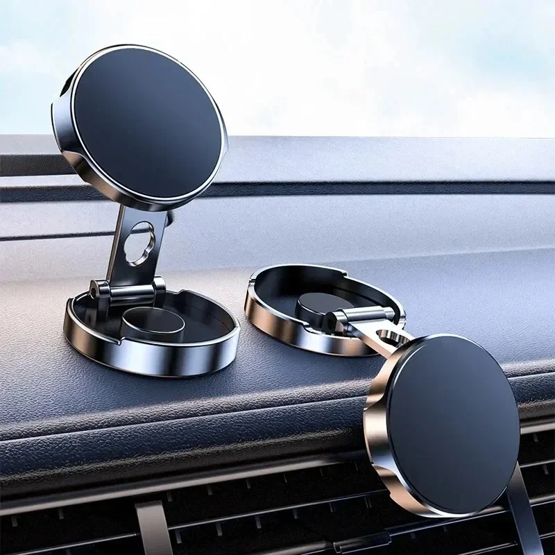 Universal Car Bracket Strong Magnetic Car Holder 720° Foldable Round Bracket Support for Universal Smartphone Mount GPS Holders