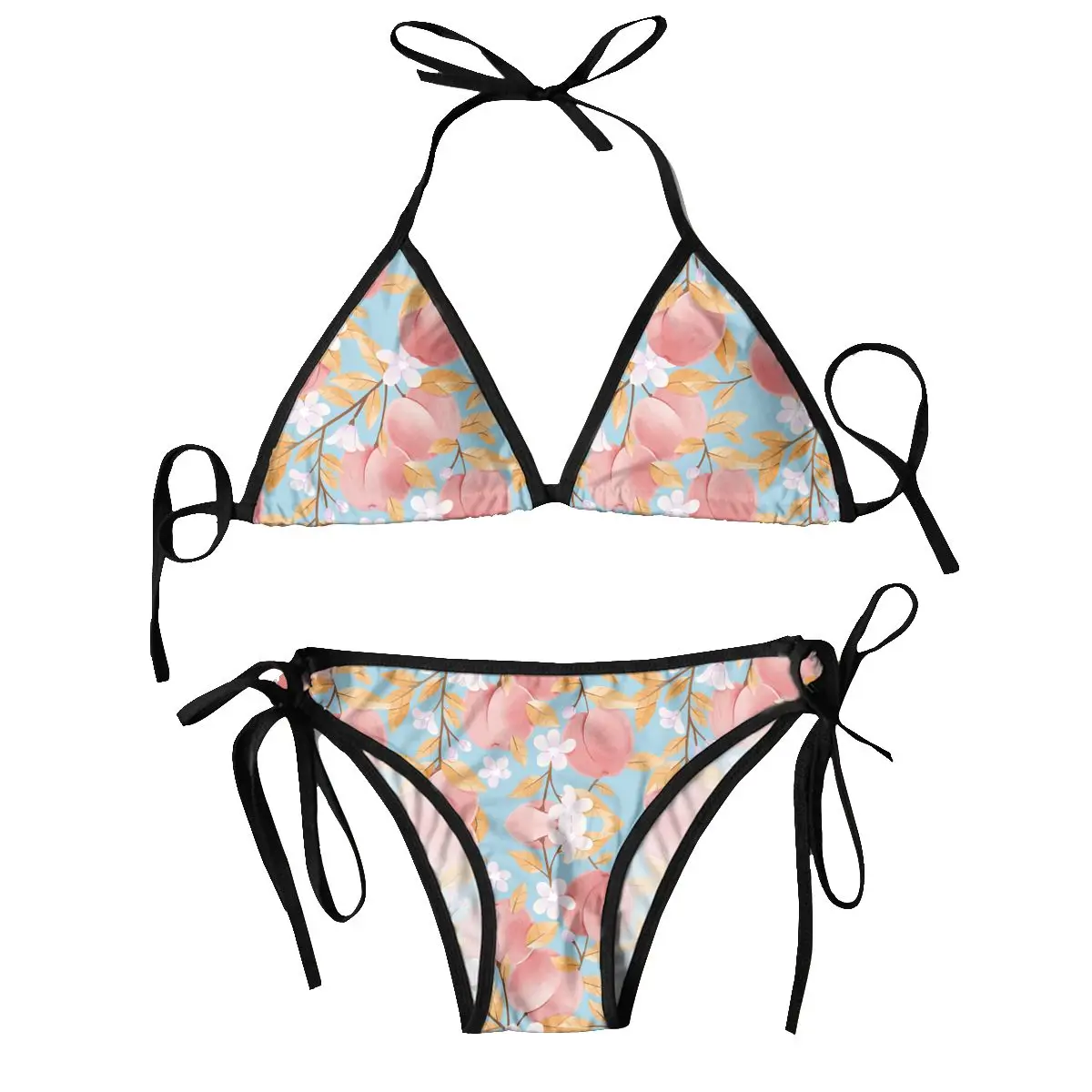 

2024 Swimsuit Peach Blossom Mujer Women Swimwear Summer Beachwear Bathing Bikinis Sets