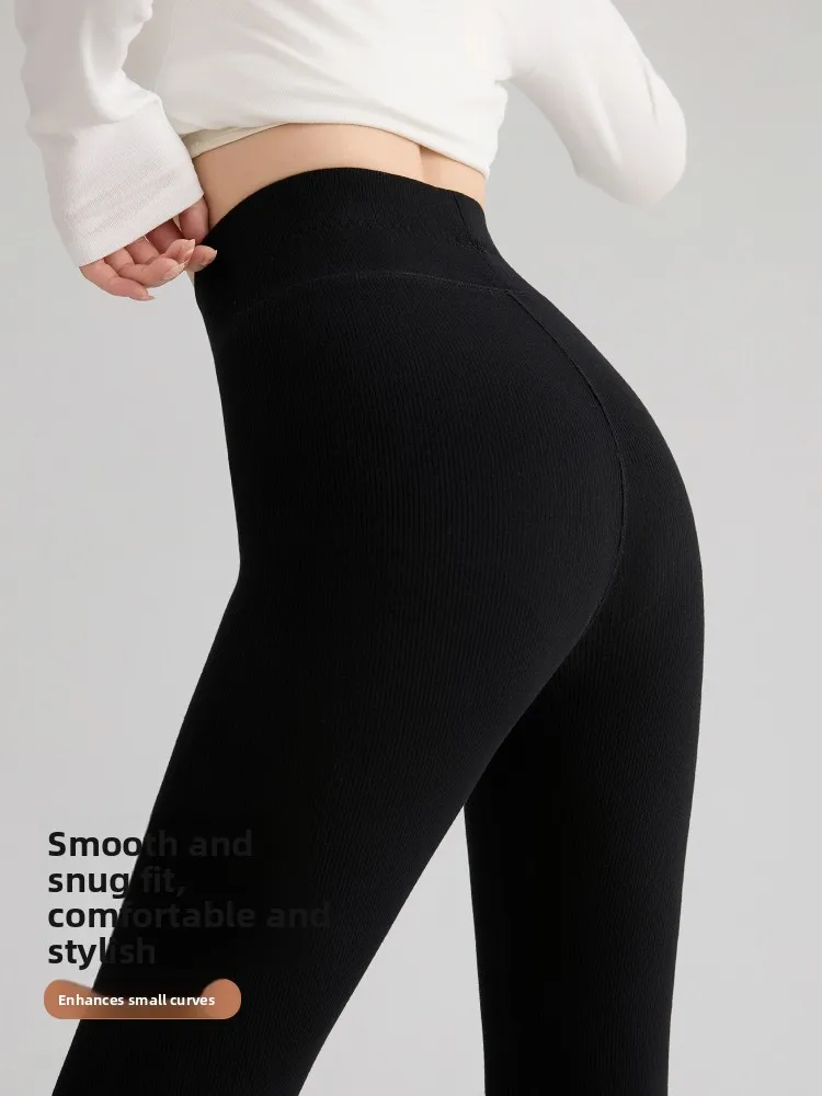 Cintura alta Thiened Fce arkskin Calças Mulheres Yoga Fitn Calças Outono Inverno Quente Casual Algodão Mistura de Poliéster