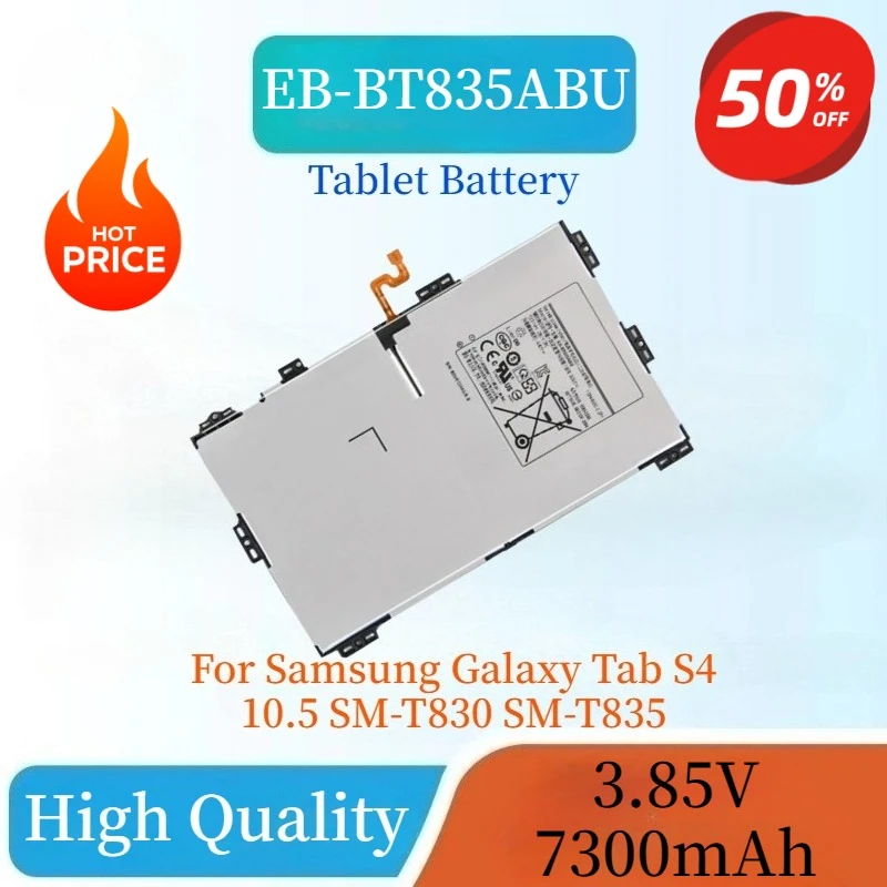 

New EB-BT835ABU 3.85V 7300mAh Polymer Lithium Battery for Samsung Galaxy Tab S4 10.5 SM-T830 SM-T835 Replaceable Tablet Battery