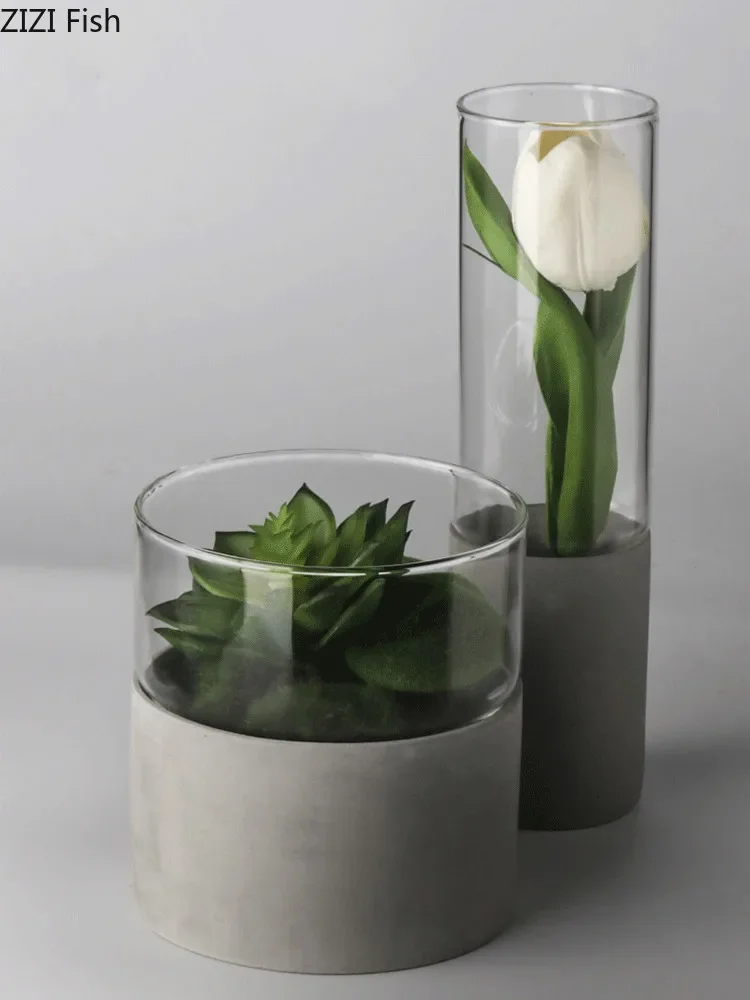 Modern Glass Vase Creative Tabletop Vases Thydroponic Containers Flower Pot Home Decor Crafts Wedding Decoration