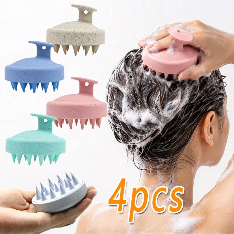 1/2/4pcs Silicone Shampoo Brush Head Scalp Massage Comb Clean The Scalp Thoroughly Body Massage Salon Hairdressing Tool Brush