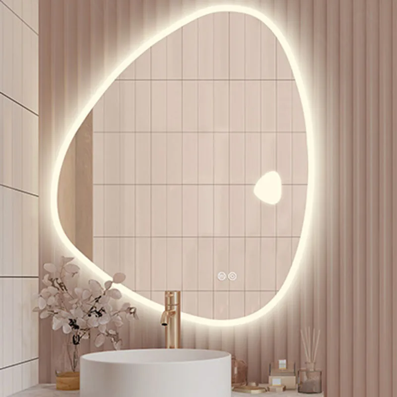 Design Irregular Mirror Bathroom Art Led Lighted Makeup Mirror Wall Mount Creative Espejos Decorativos Decoration Living Room