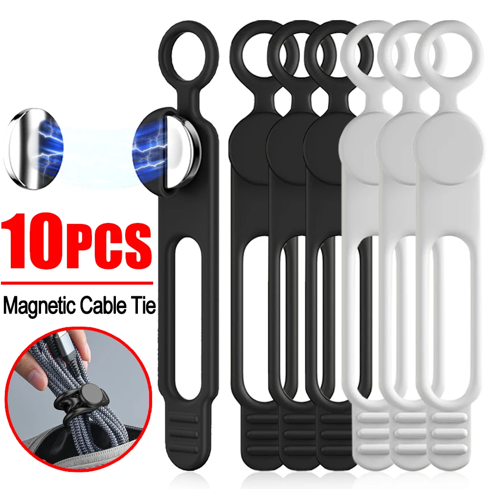 Reusable Cord Holder Keeper Magnetic Cable Ties Wire Management Multifunctional Magnet Cable Organizers for Home Desk Car Office