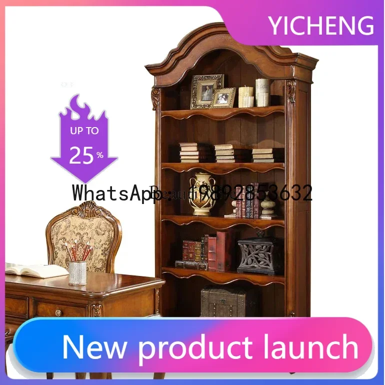 QQ American solid wood multi-layer bookcase doorless single display storage bookshelf storage cabinet European style