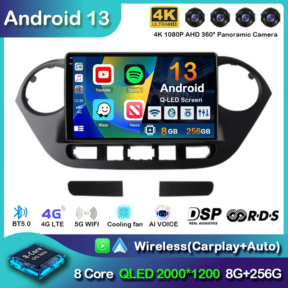 

Android 13 Carplay Auto WIFI+4G Car Radio For Hyundai Grand I10 2013-2016 Navigation GPS Multimidia Video Player Stereo 2DIN DSP