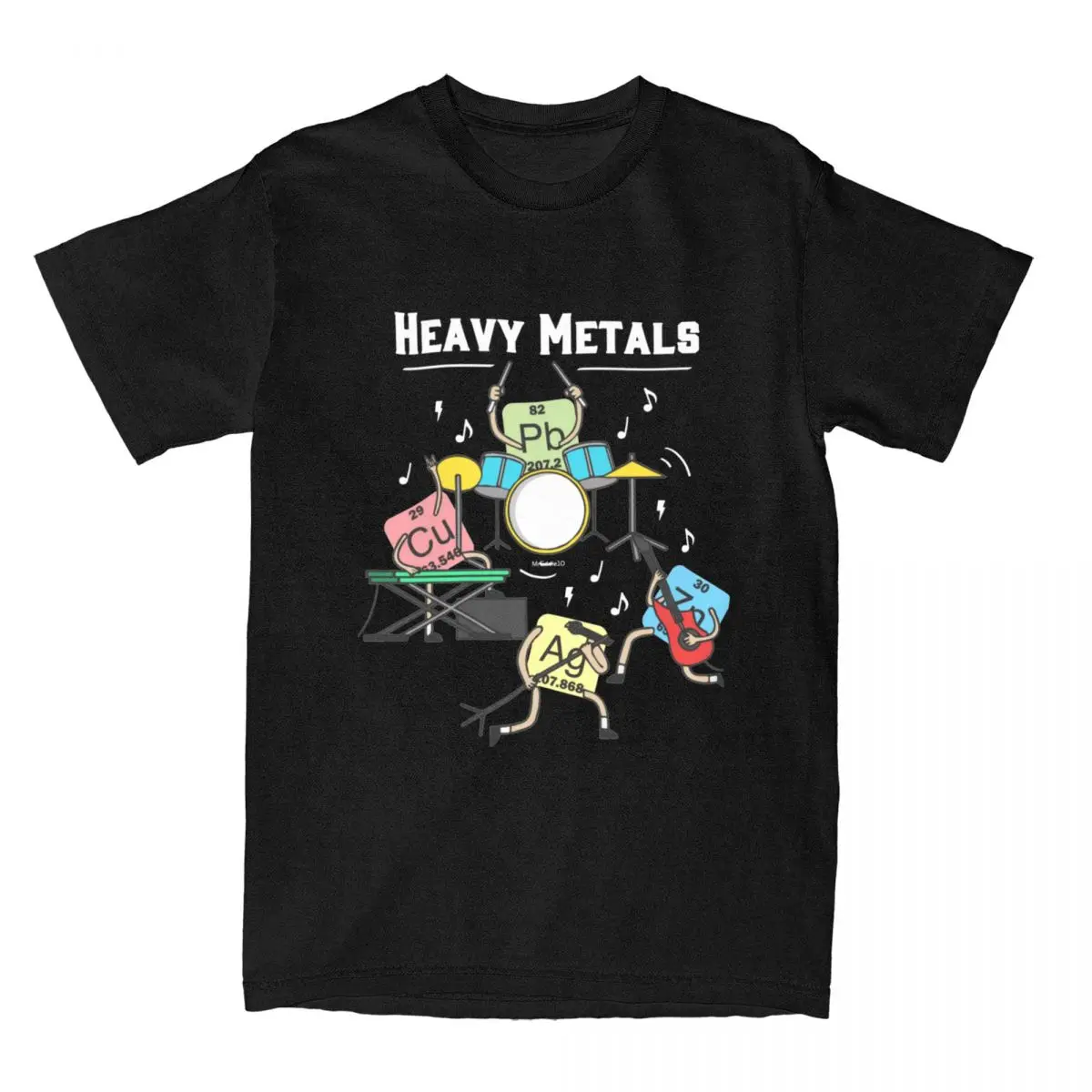 Creative Heavy Metals Rock Chemistry T-Shirt for Men Women Round Neck Cotton Funny Short Sleeve Tee Shirt Party Tops