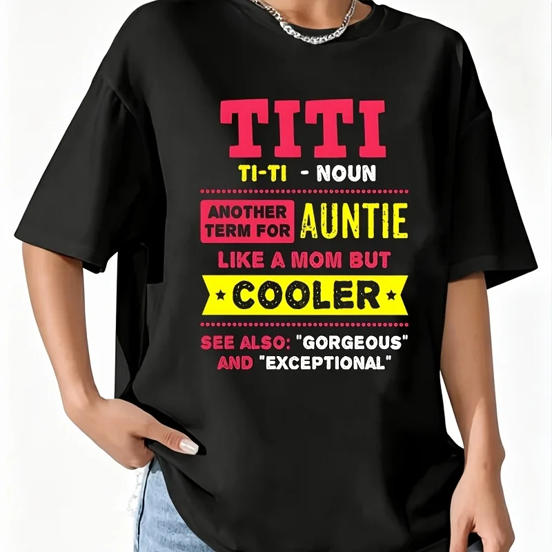 Titi Stylish Auntie Women's 100% Cotton T-Shirt Fun Print Short Sleeve Top Casual Round Neck Tee S-5Xl